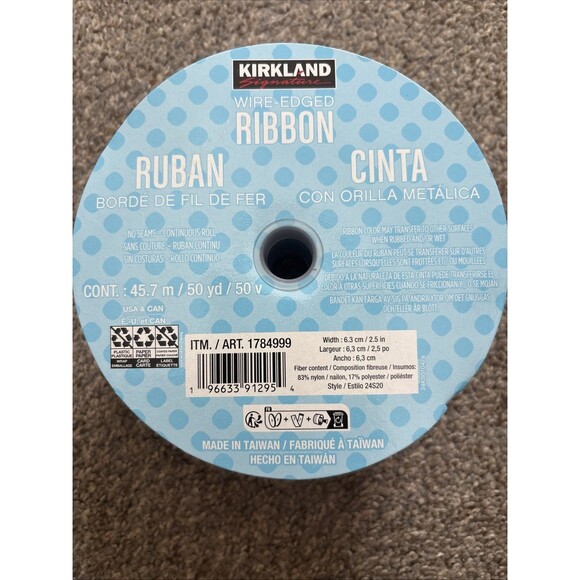 Kirkland Signature Wire-Edged  Ribbon, 2.5" x 50Y, Style # 24S20 - Picture 3 of 4